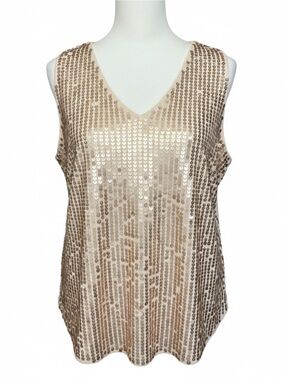 👊🏻 Joan Vass Sequin Sleeveless V-Neck Tank